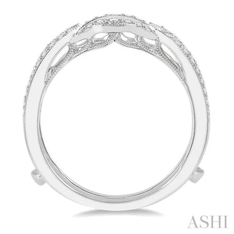 1/3 Ctw Crown Center Round Cut Diamond Insert Ring in 14K White Gold