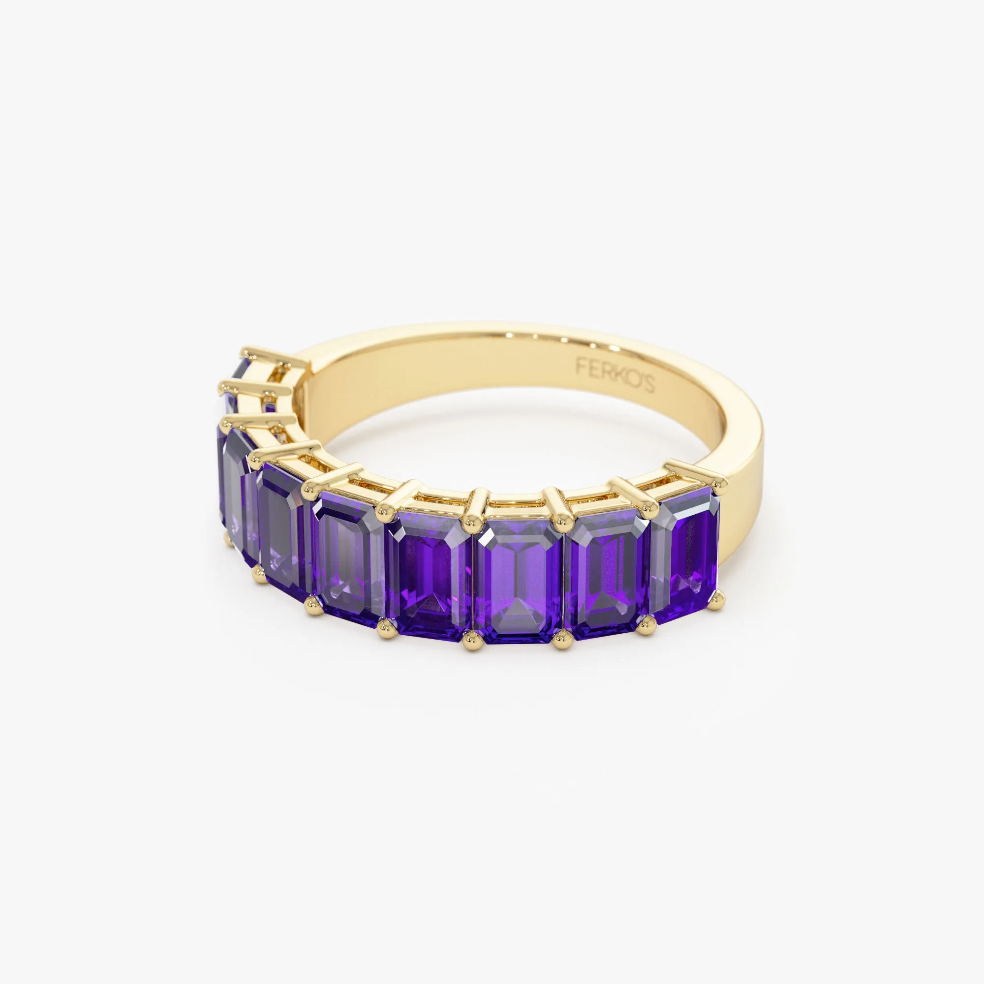 14k Emerald Cut Amethyst Nine Stone Ring 2.55ctw