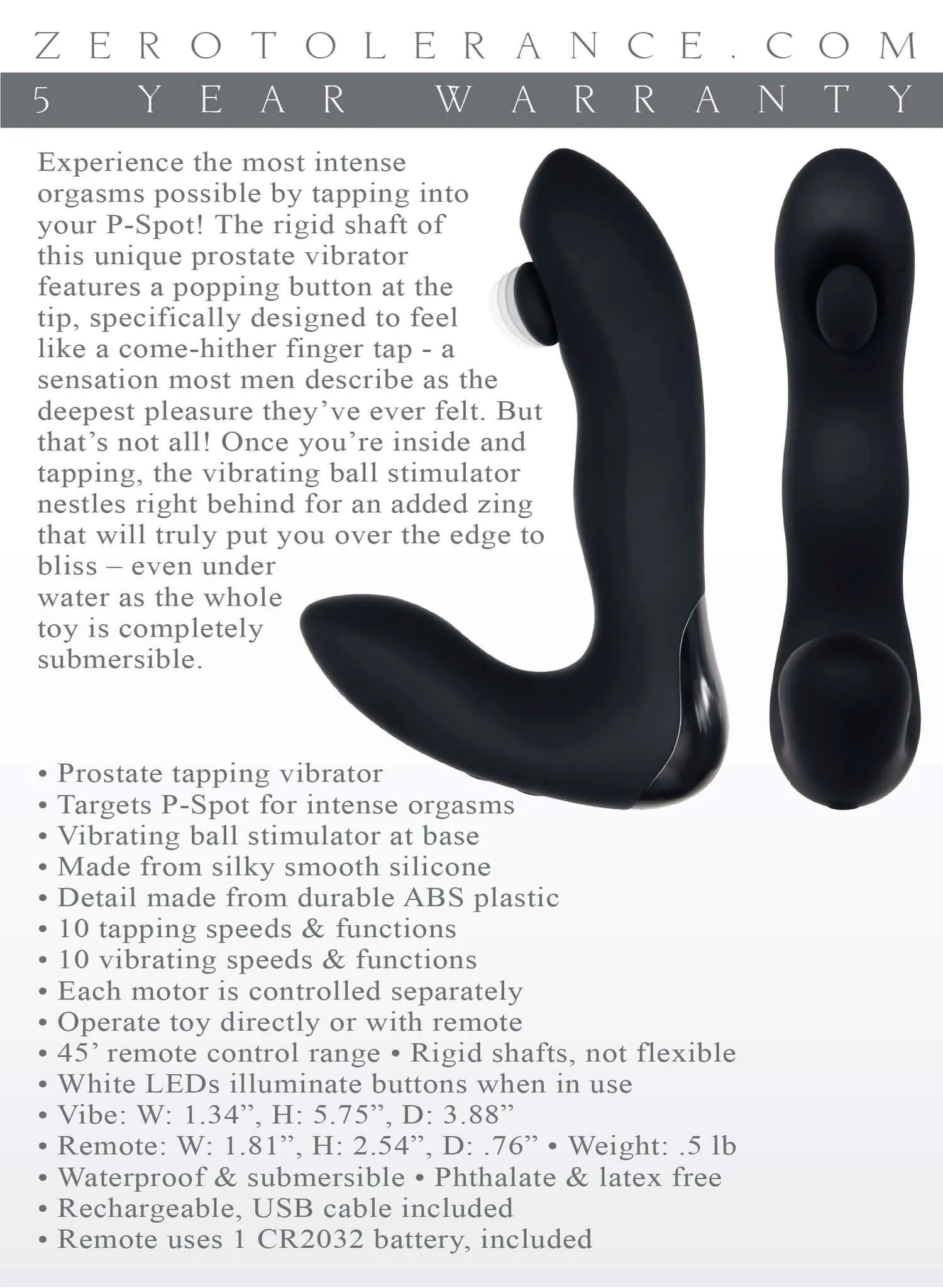 Achieve Ultimate Pleasure with Zero Tolerance Tap It Prostate Vibrator