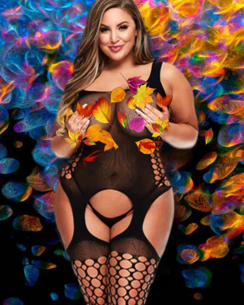 Baci Plus Size Garter Bodystocking XL