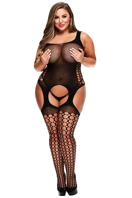 Baci Plus Size Garter Bodystocking XL