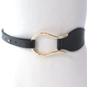 BALI Belts- Black Matte Skinny Waist Belt with Brass Omega Buckle