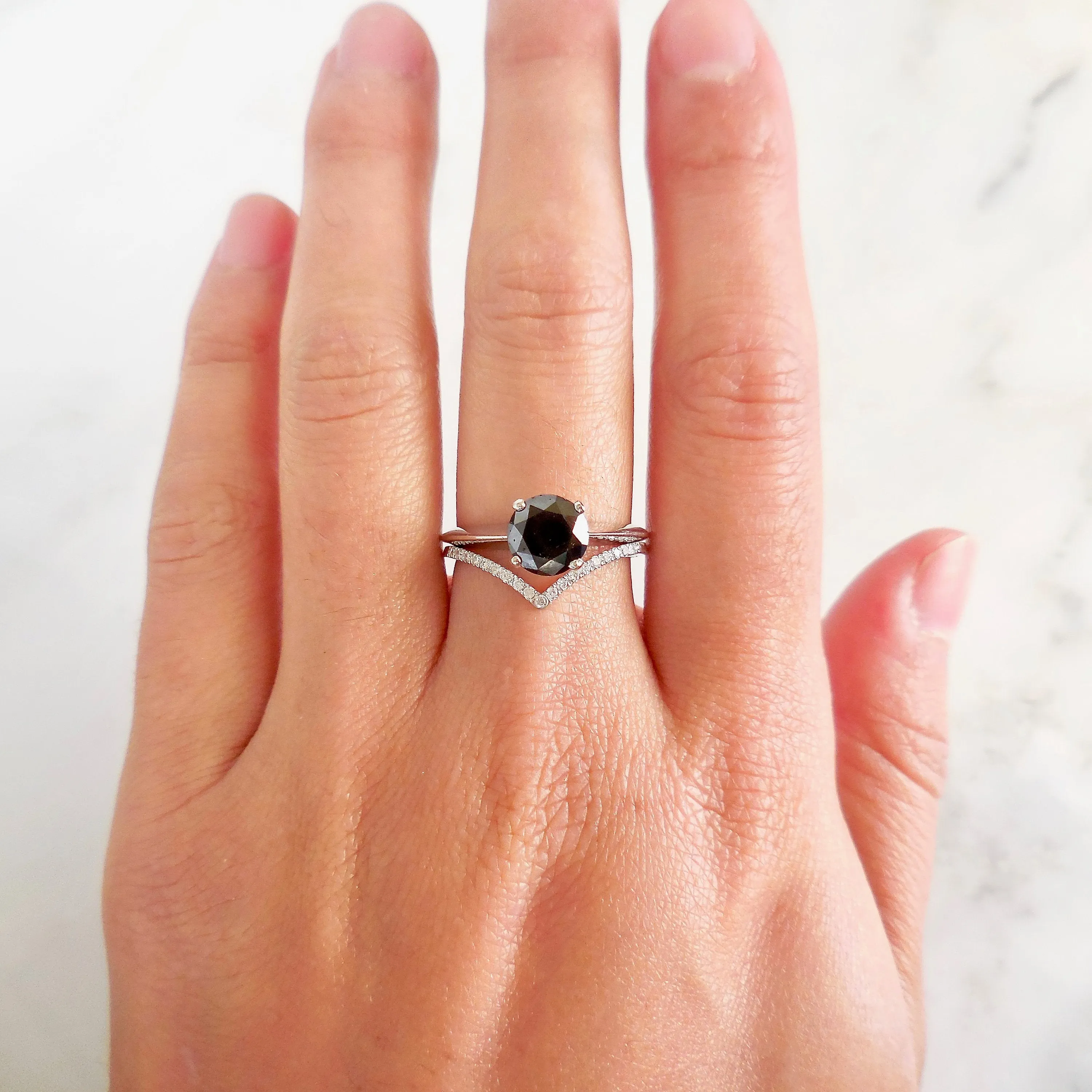 Black Diamond Platinum Solitaire Engagement Ring - Women's Platinum Diamond Ring