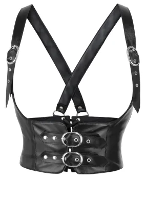 Black Faux Leather Corset Inspired Underbust Harness