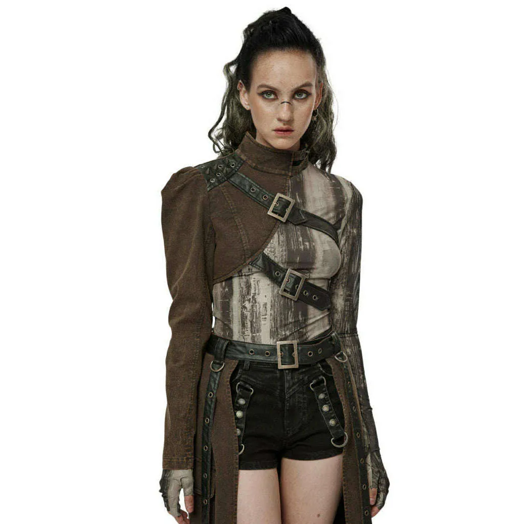 Brown Punk One-Arm Short Coat Harness