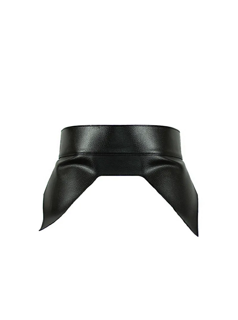 Buckle-detailed Leather Peplum Belt