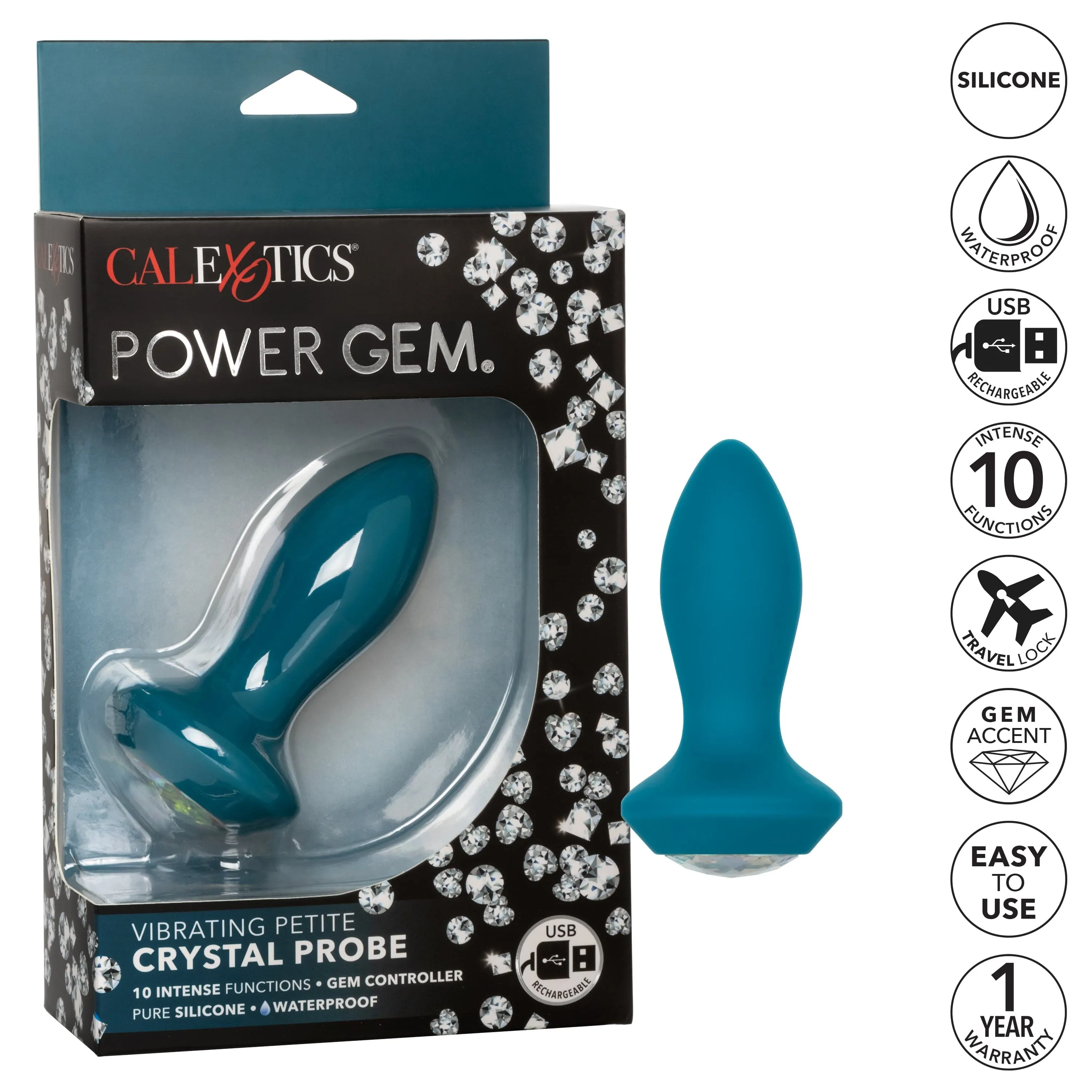 California Exotics - Power Gem Vibrating Petite Crystal Probe Anal Plug