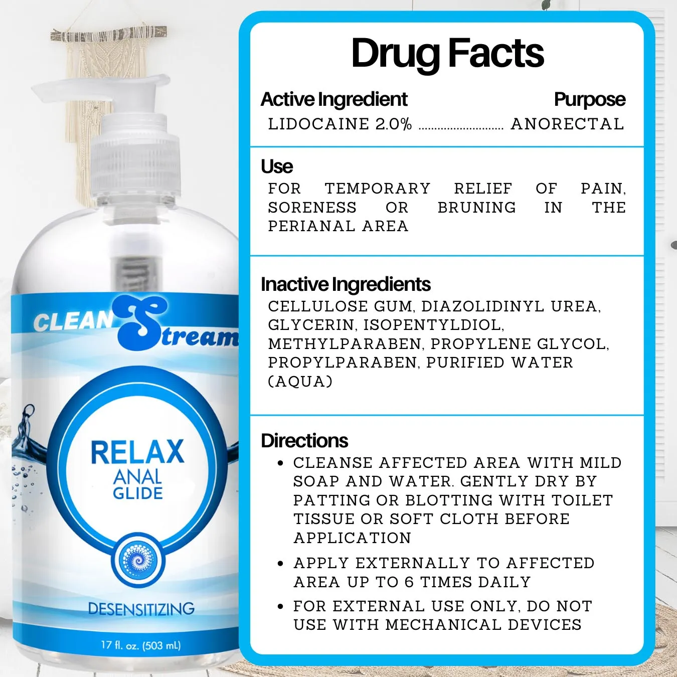 Clean Stream Relax Desensitizing Anal Lube 17 oz