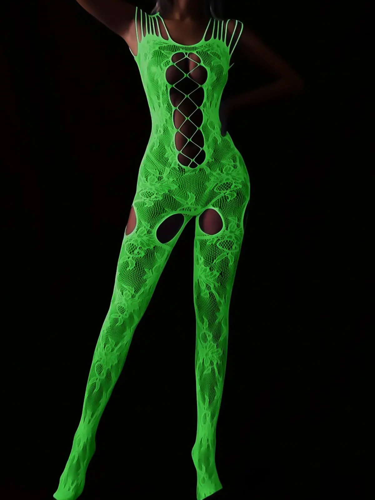 Coy Floral Strappy Bodystocking