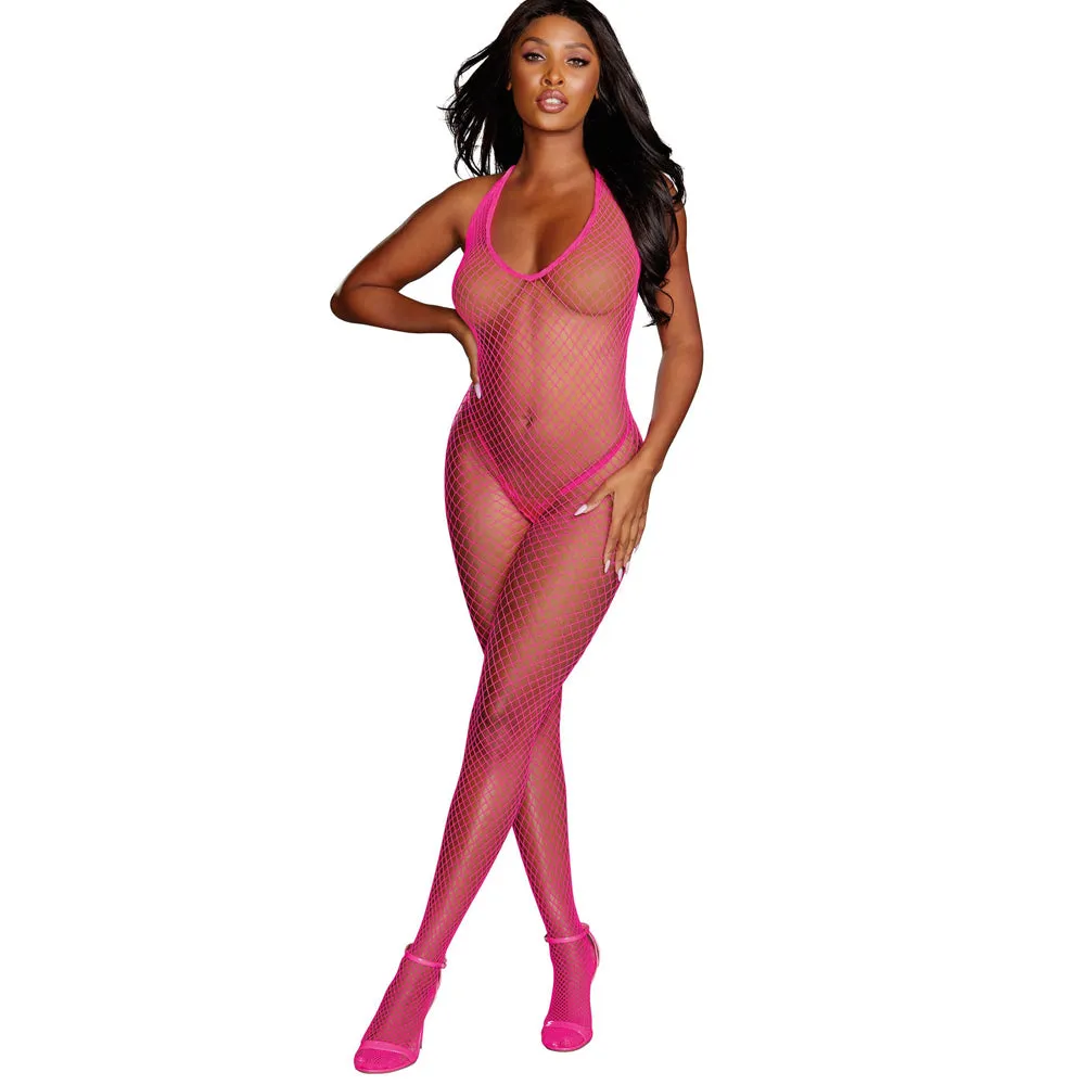 Dreamgirl Diamond Net Crotchless Sleeveless Halter Bodystocking