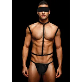 Envy 3 Piece Wet Look Chest Harness Black