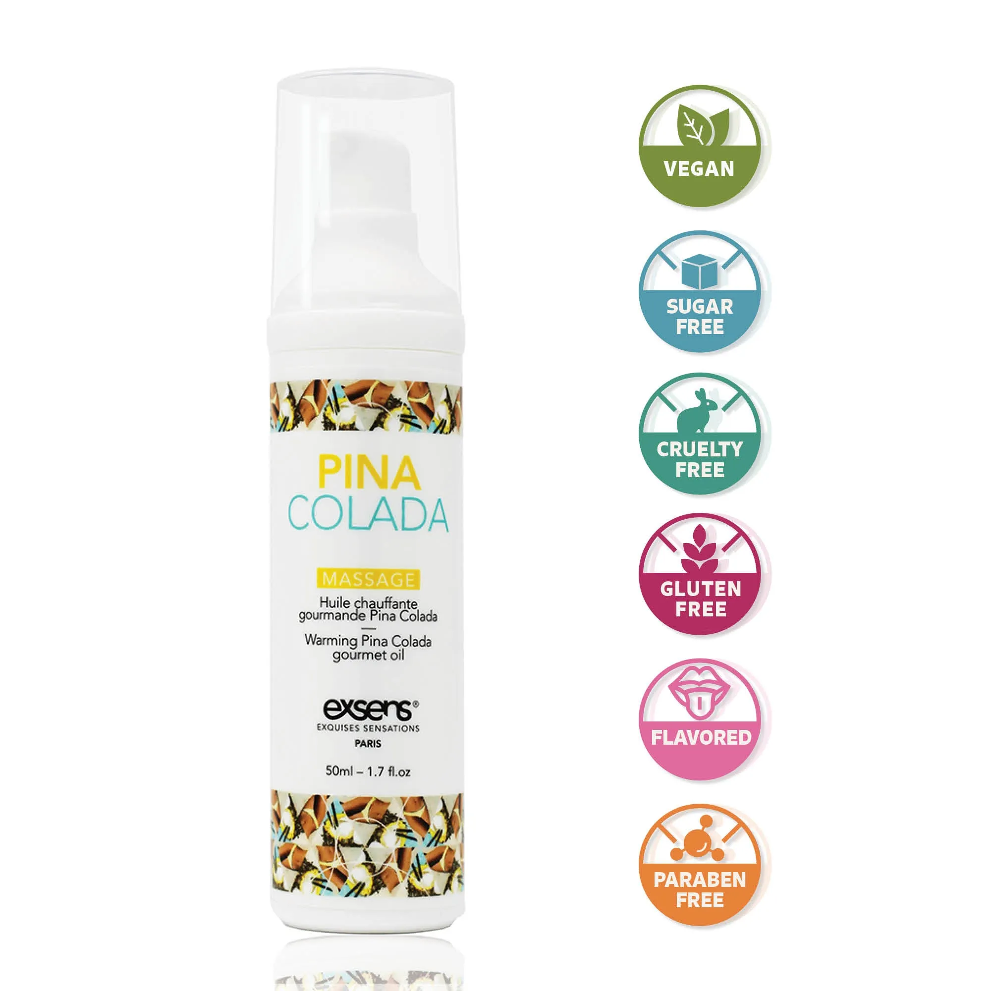 Exsens Pina Colada Gourmet Warming Massage Oil, 50ml (1.7 fl.oz), 1 Count