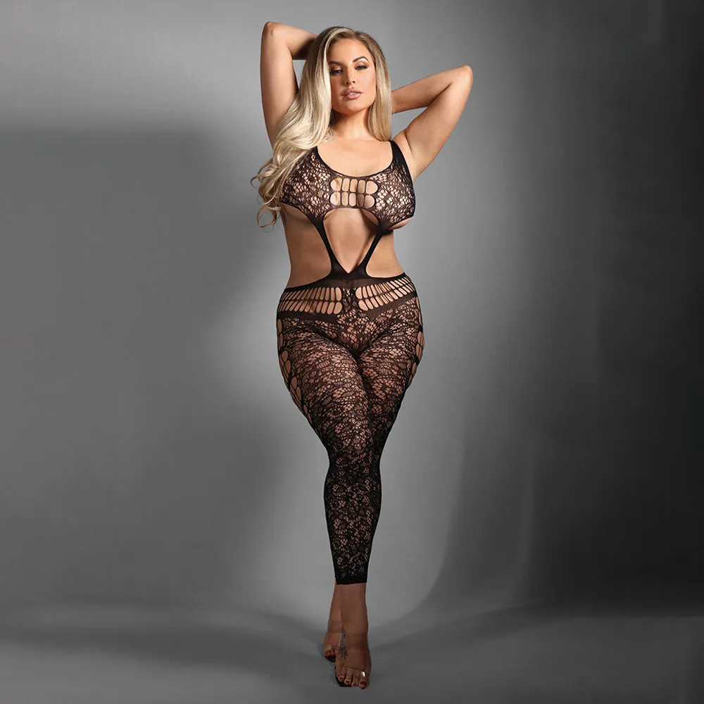 Fantasy Lingerie Chase The Feeling Cutout Bodice Bodystocking - Curvy