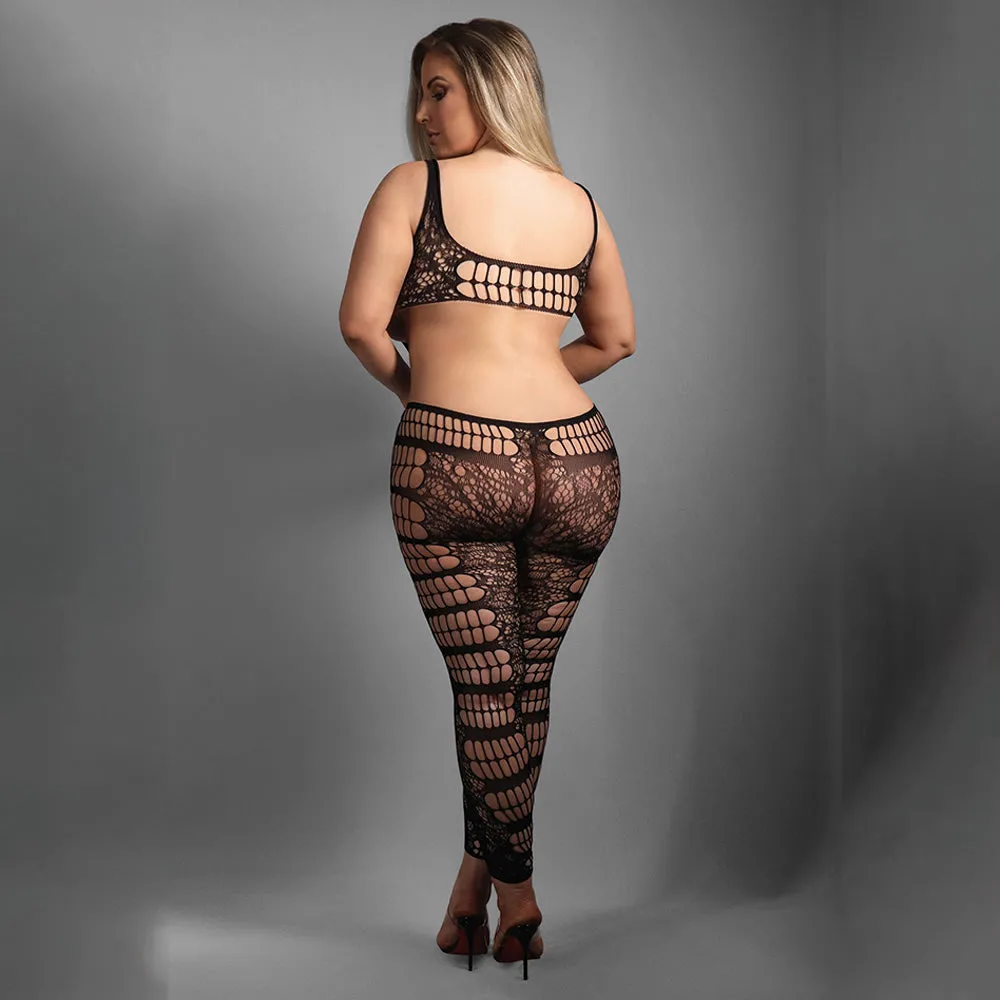 Fantasy Lingerie Chase The Feeling Cutout Bodice Bodystocking - Curvy