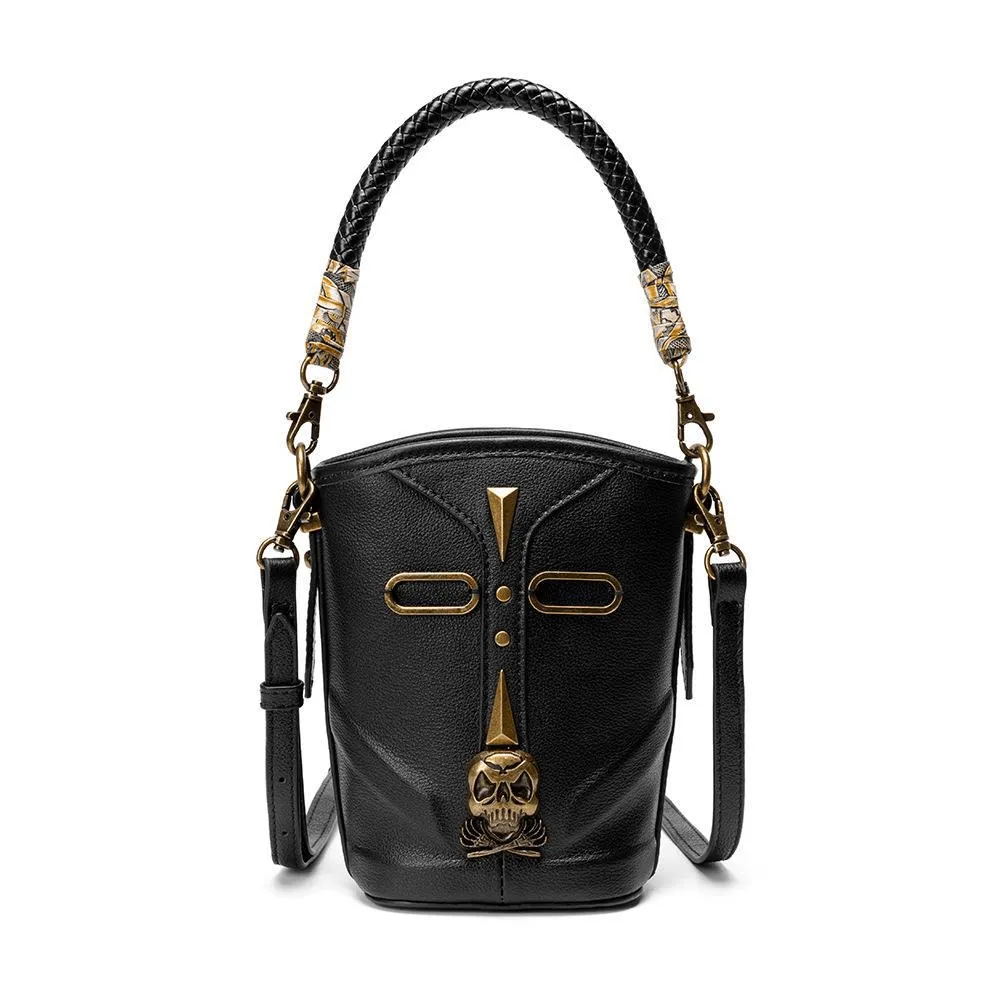 Fashion Rivets Small Shoulder Bag / Steampunk Skull Bucket Bag for Women