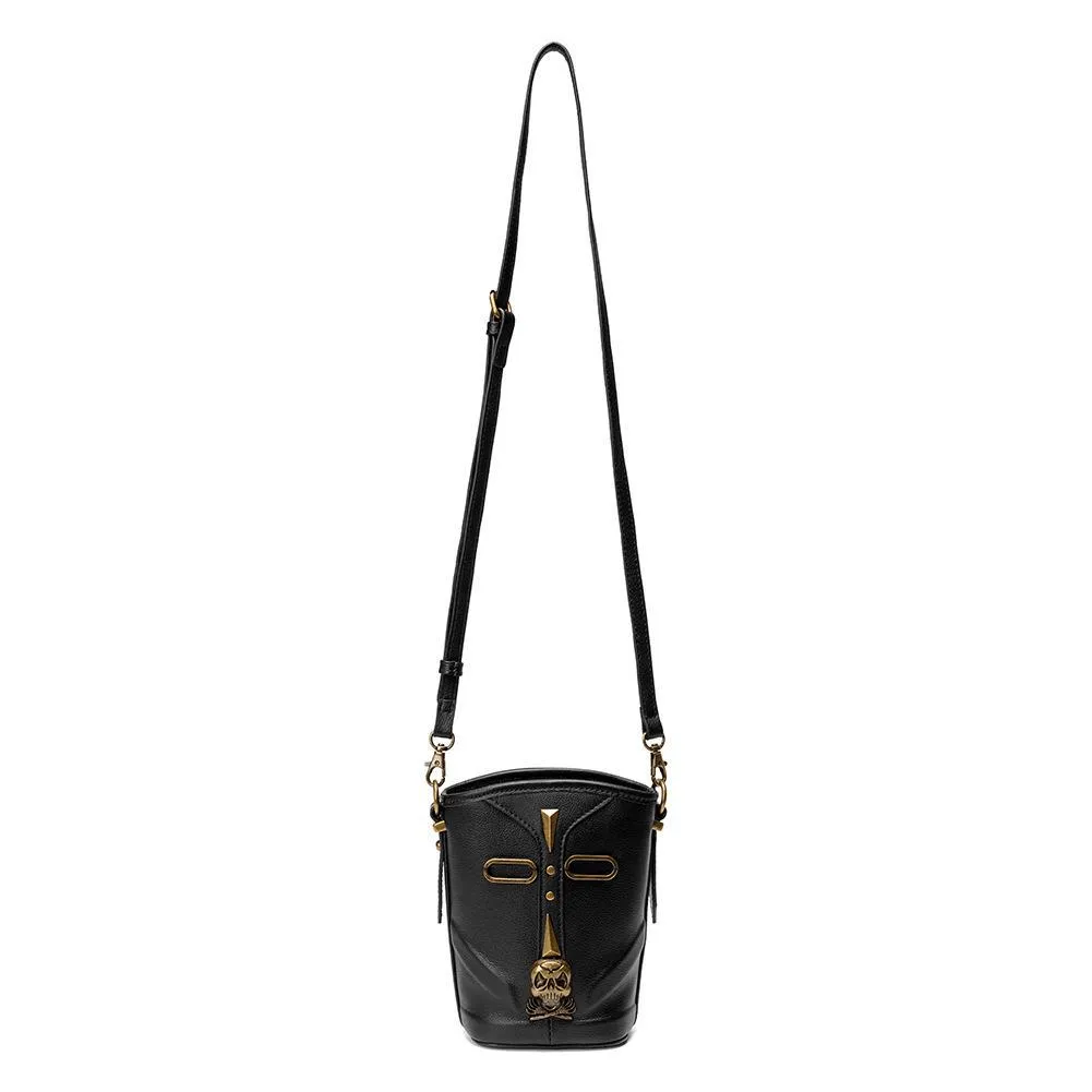 Fashion Rivets Small Shoulder Bag / Steampunk Skull Bucket Bag for Women