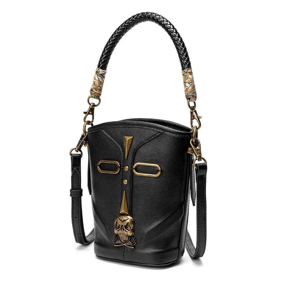 Fashion Rivets Small Shoulder Bag / Steampunk Skull Bucket Bag for Women