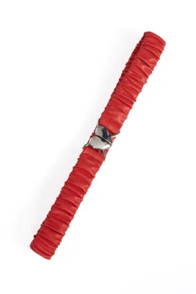 Faux Leather Heart Buckle Waist Belt in Red by Banned Apparel