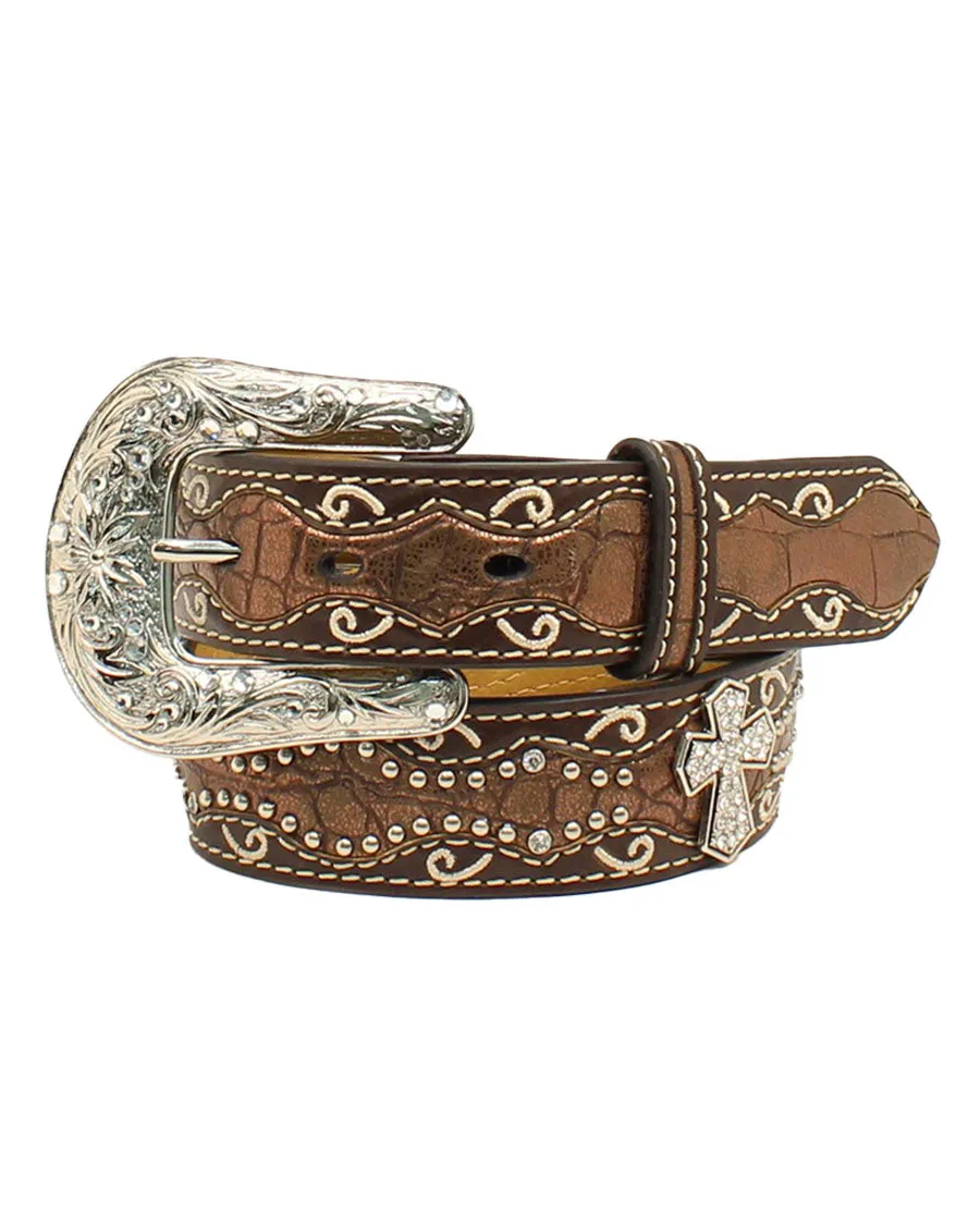 Girls' Studded Cross Inlay Belt