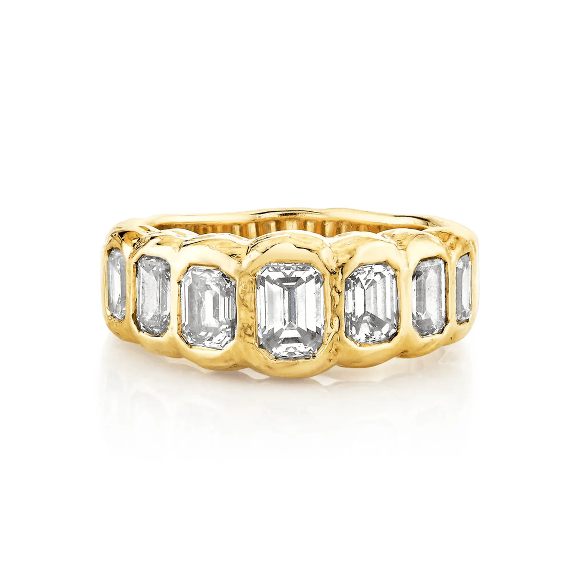 Graduated Emerald Cut Diamond River Ring