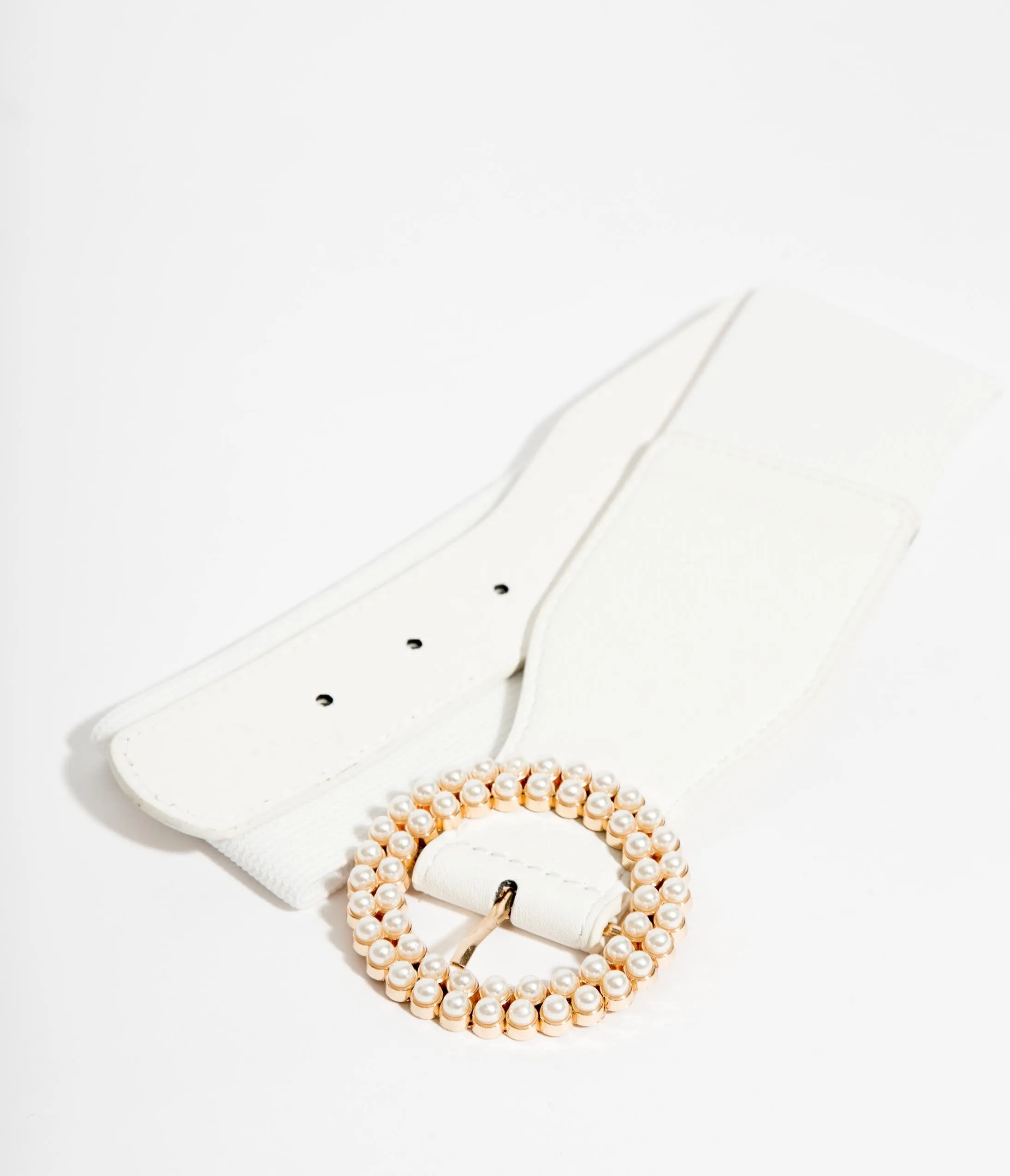 Ivory Leatherette & Pearl Elastic Belt