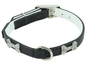 Li'l Pals Dog B'DzzldBone Collar Blk PetiteSm 3/8x8-10"