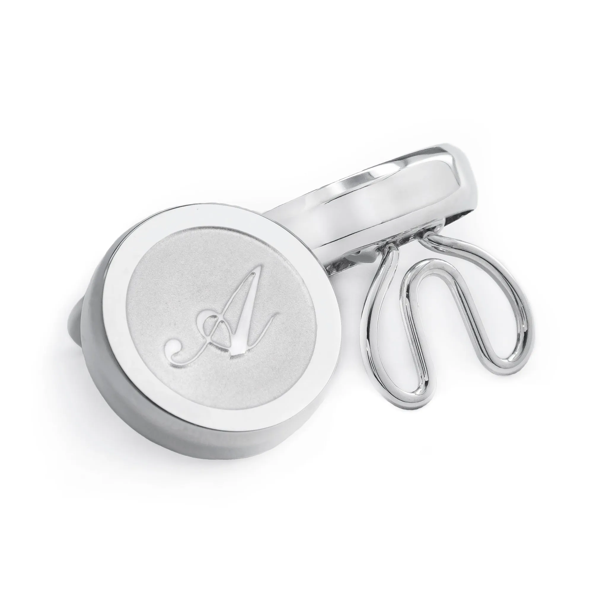 Monogram Etched Silver Clip-on Button Covers