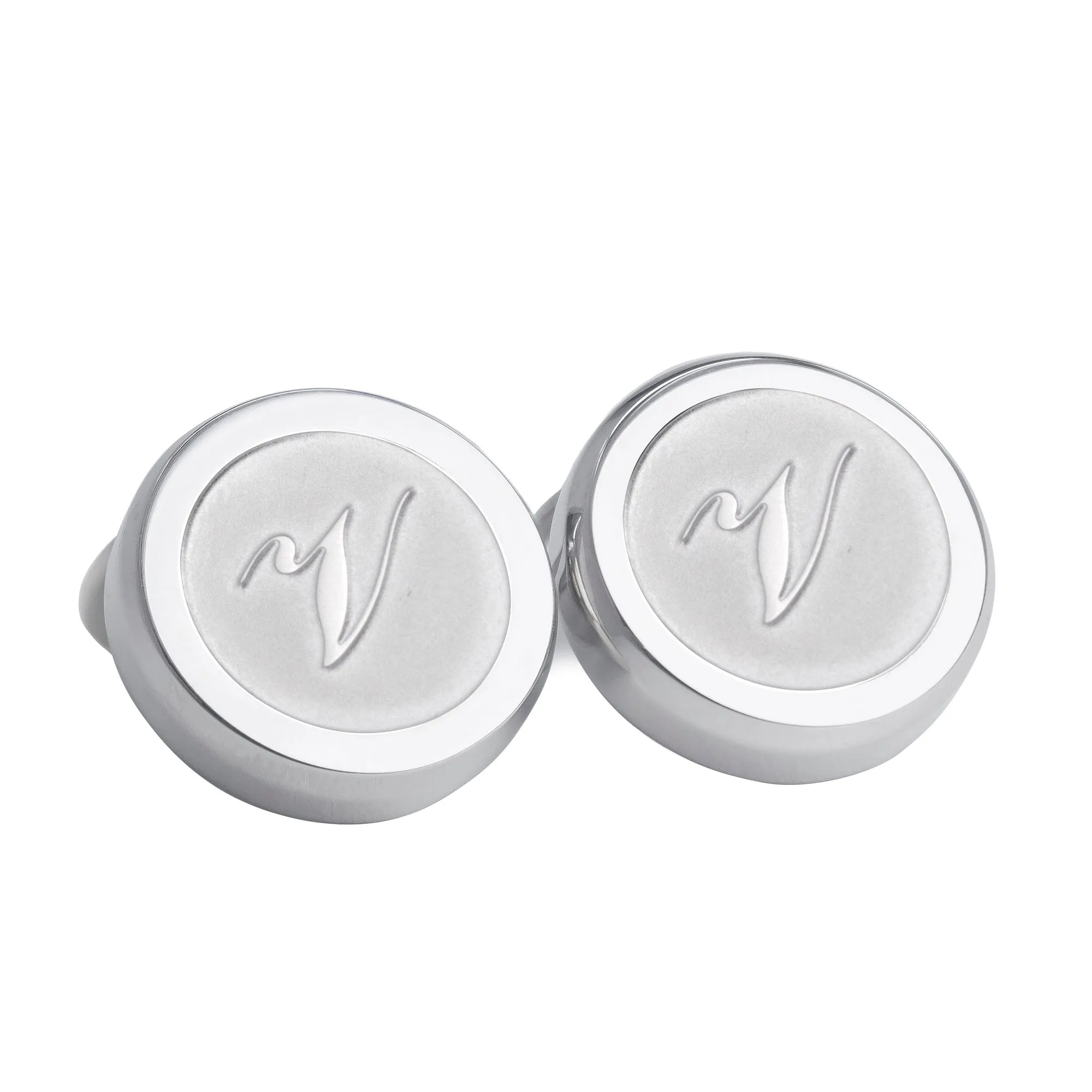 Monogram Etched Silver Clip-on Button Covers