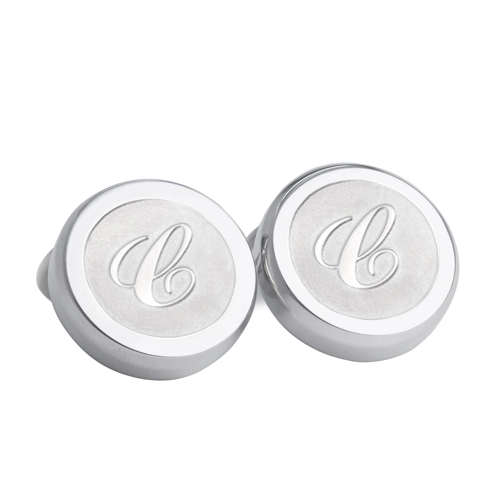 Monogram Etched Silver Clip-on Button Covers