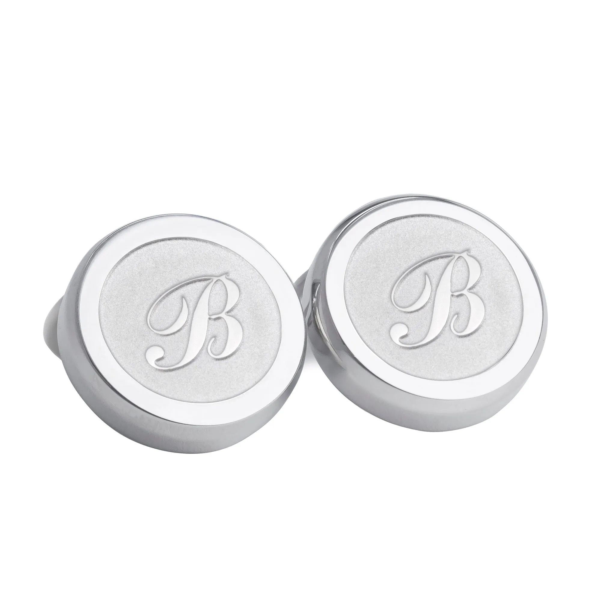 Monogram Etched Silver Clip-on Button Covers