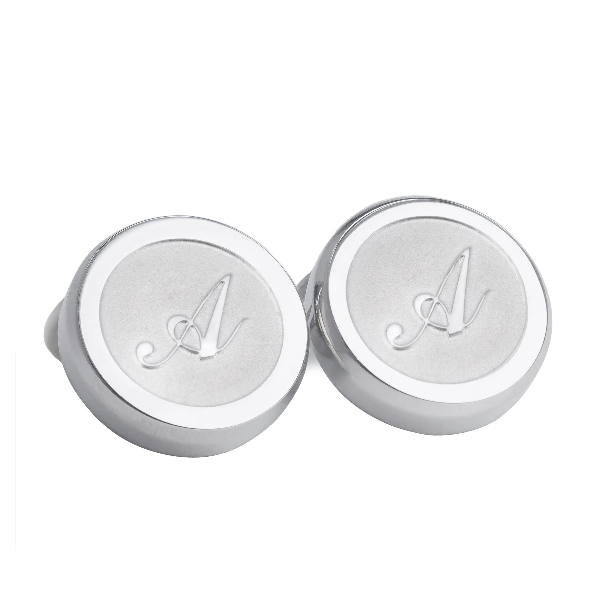 Monogram Etched Silver Clip-on Button Covers