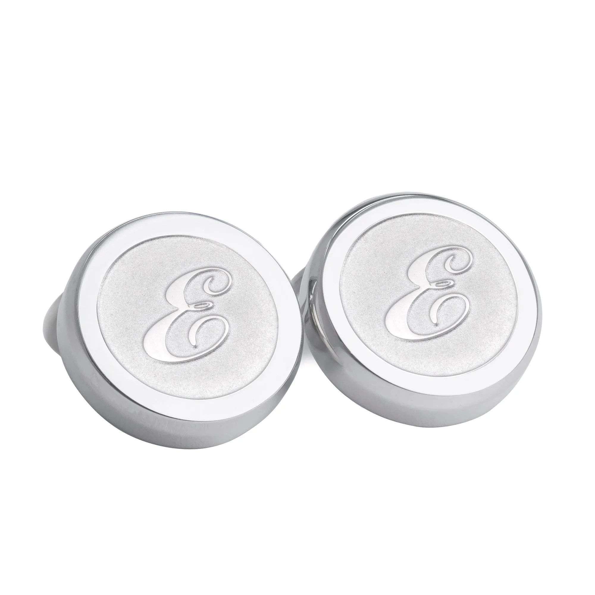 Monogram Etched Silver Clip-on Button Covers