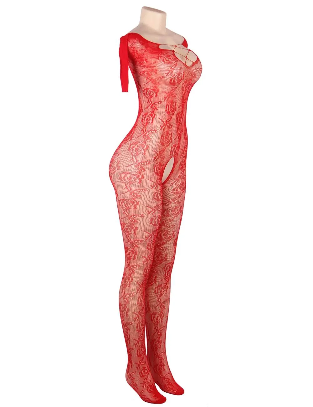 Open Crotch Rose Pattern Lace Bodystockings Egypt