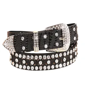 Punk Style Rhinestone Black PU Leather Belt / Luxury Female Accessories