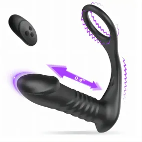 Quusvik - 10 Thrilling Vibration 3 Thrusting Silicone Remote Control Cock Ring Anal Vibrator Gay toy