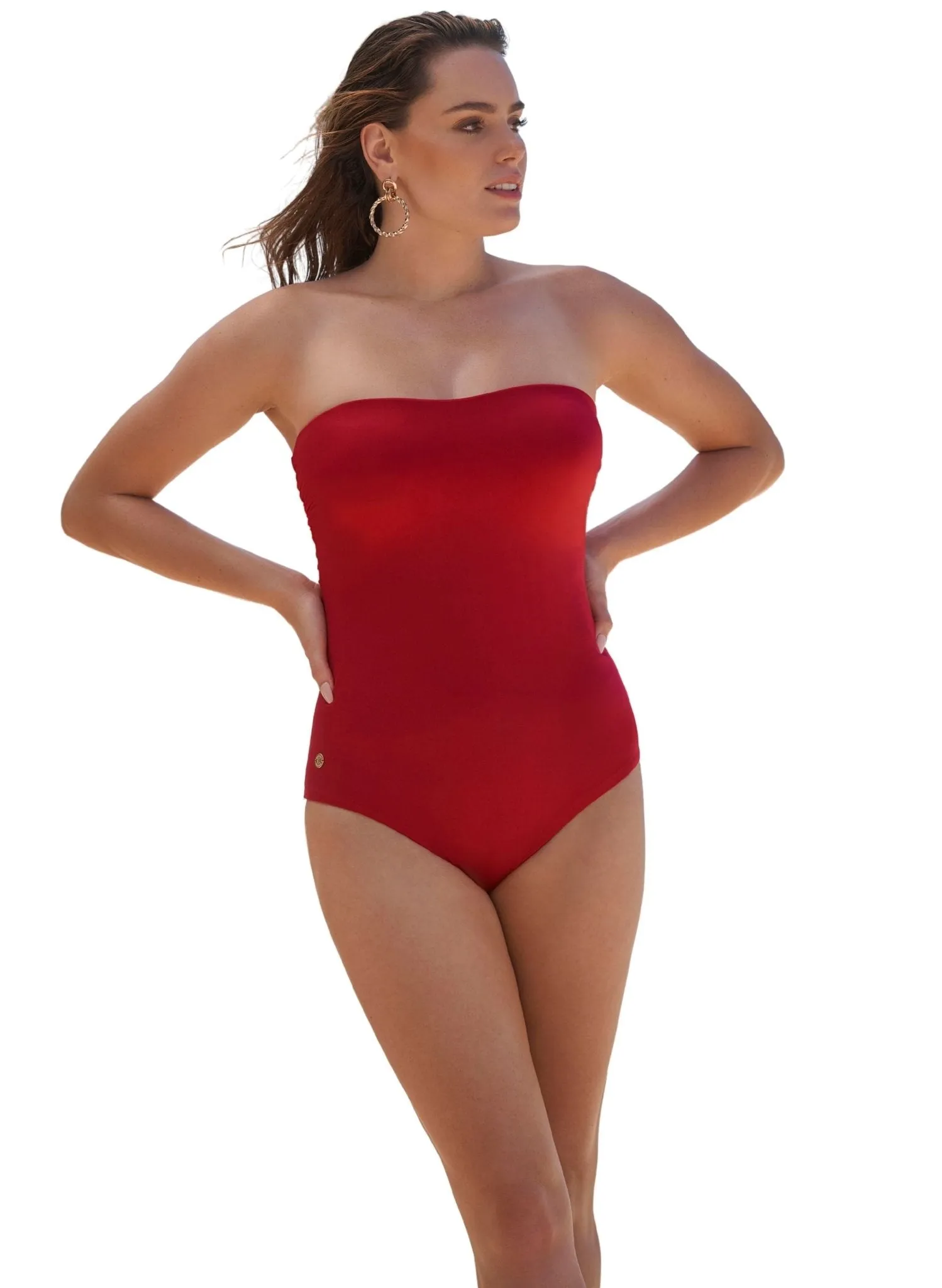 Sculpting Macramé Back One-Piece Swimsuit - Red