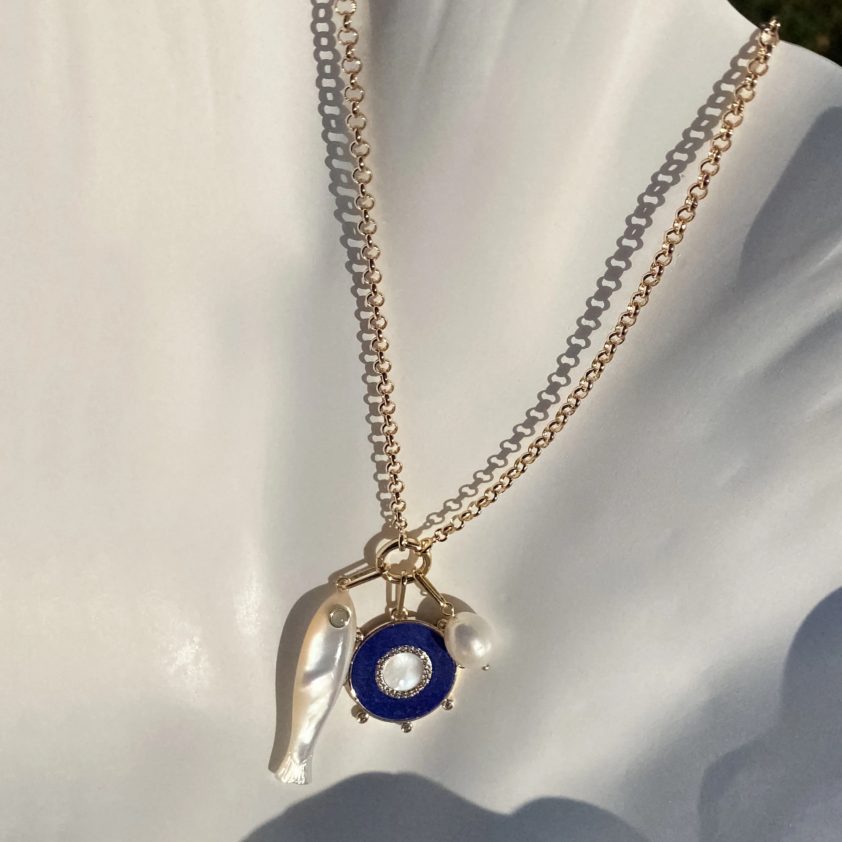 Soleil Lapis and Mother Of Pearl Charm