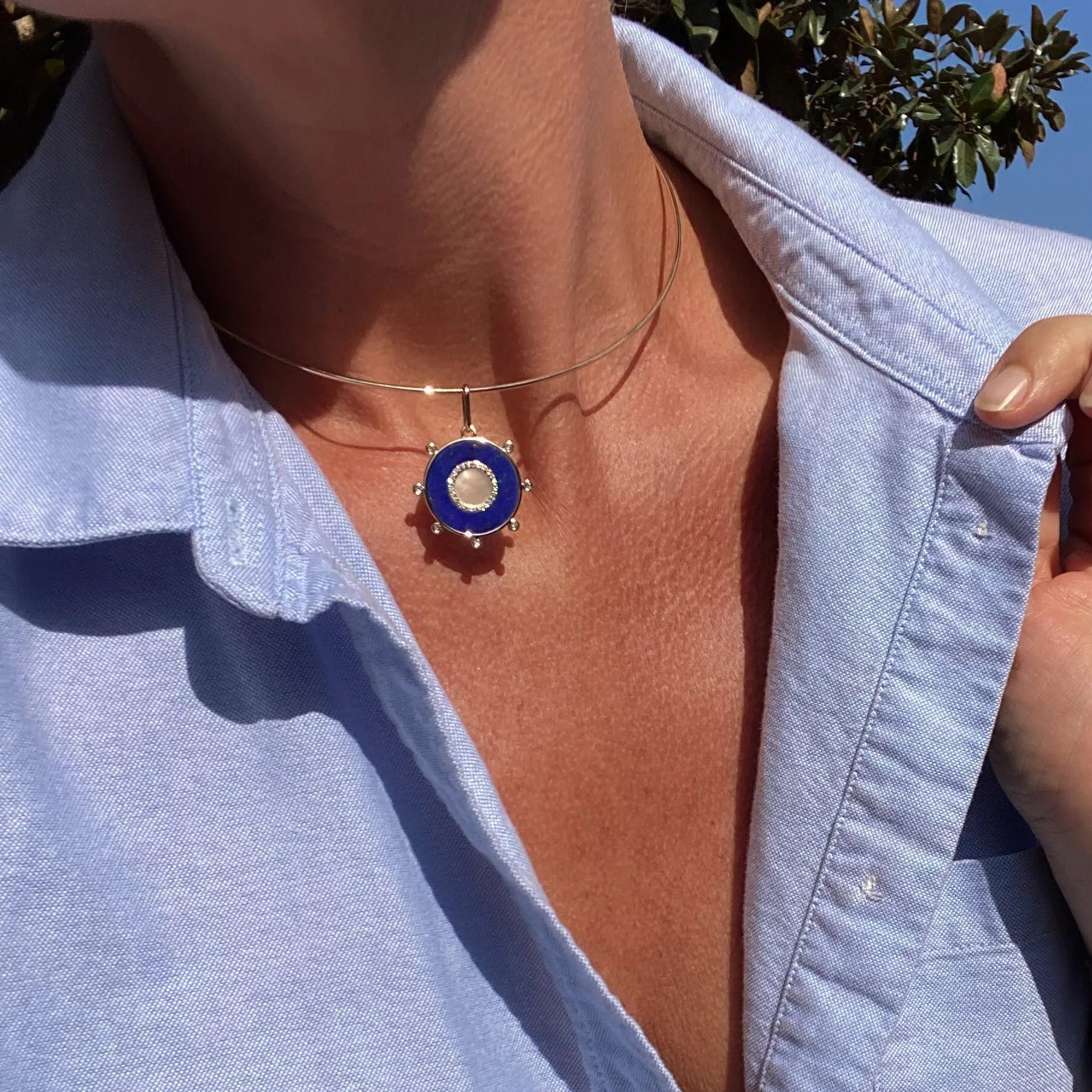 Soleil Lapis and Mother Of Pearl Charm