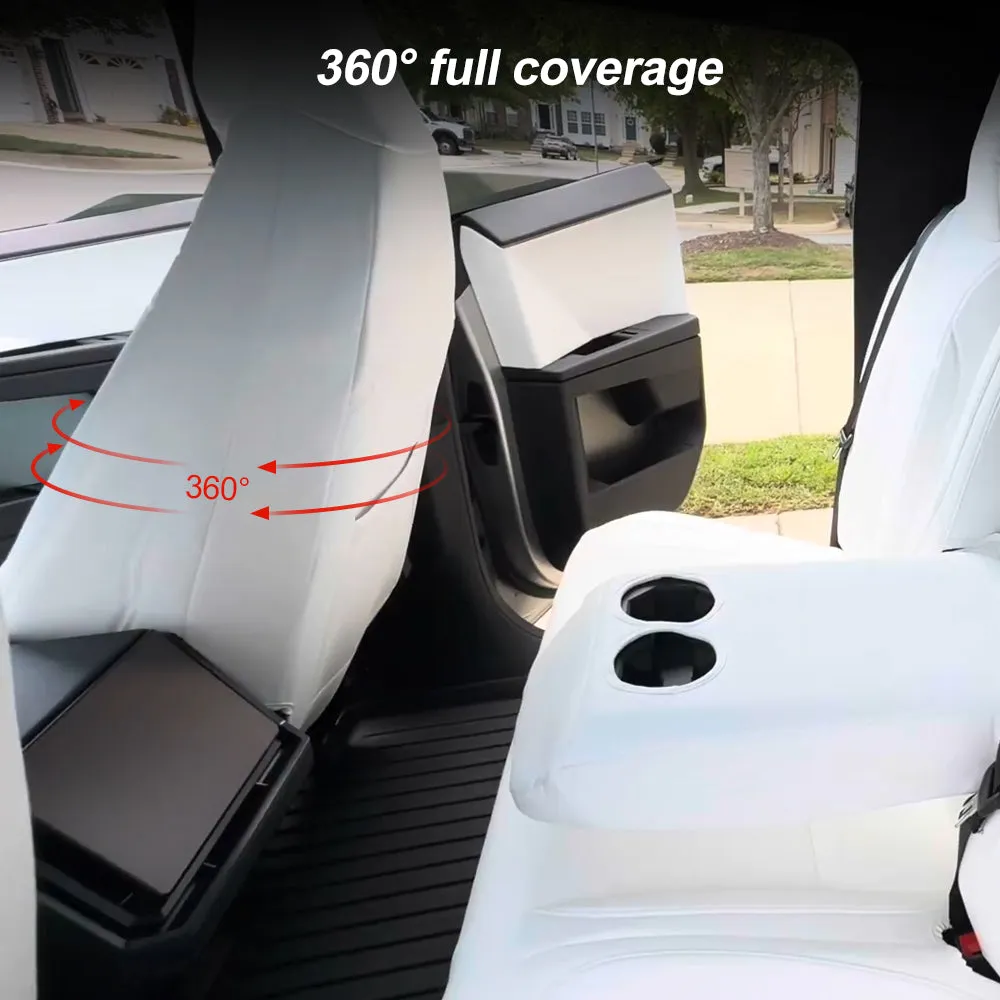 Tesla Cybertruck Seat Covers NAPPA Leather Full Coverage Seat Protector (Black/White)