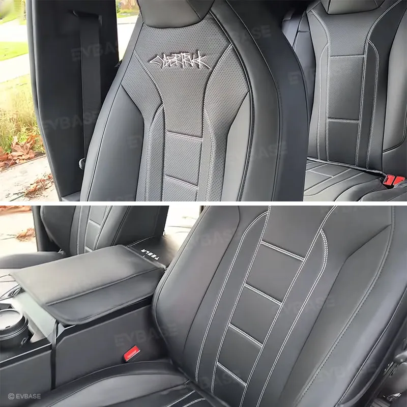 Tesla Cybertruck Seat Covers NAPPA Leather Full Coverage Seat Protector (Black/White)