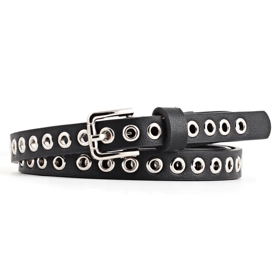 Women's Hollow Rivets Belt With Metal Buckle / Fashion Waistband For Jeans